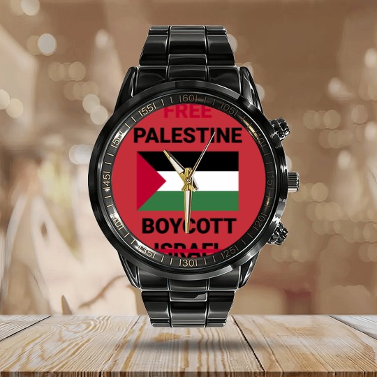 Discover Anti Israel Free Palestine Calendar Steel Band Watch