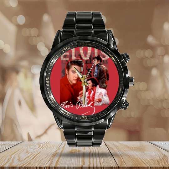 Discover 80s Elvis Presley Short Sleeve Gift Fans Black Allsizes S-5Xl Unisex Calendar Steel Band Watch