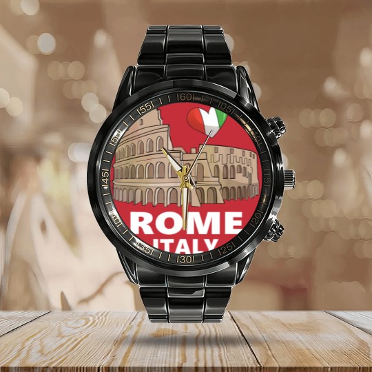 Discover I Love Rome Italy Colosseum Calendar Steel Band Watch