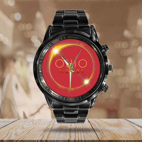 Discover Solar Eclipse 2024 State Ohio Total Solar Eclipse Calendar Steel Band Watch