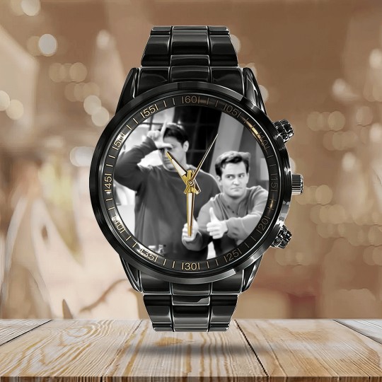 Discover Chand.ler Retro Friends Calendar Steel Band Watch , Chand.ler Bing graphic Calendar Steel Band Watch
