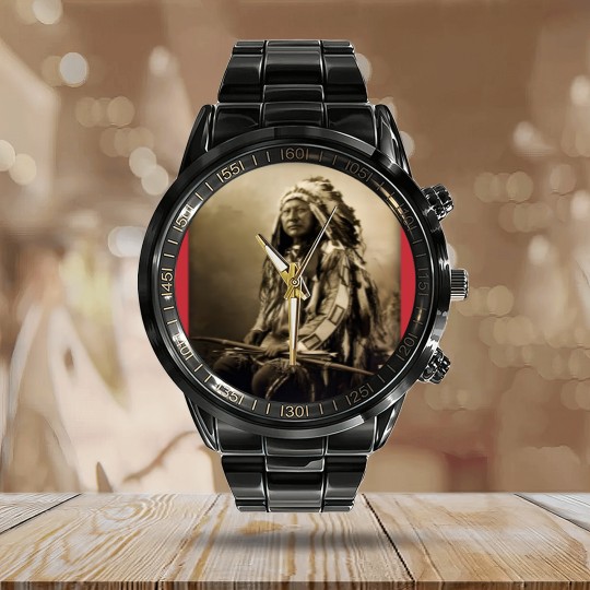 Discover Chief Spotted Elk Lakota Sioux Native American Indian - Native American - Calendar Steel Band Watch