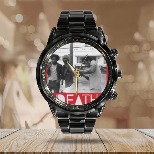 Discover Death - proto-punk band from Detroit White Letters Logo Calendar Steel Band Watch