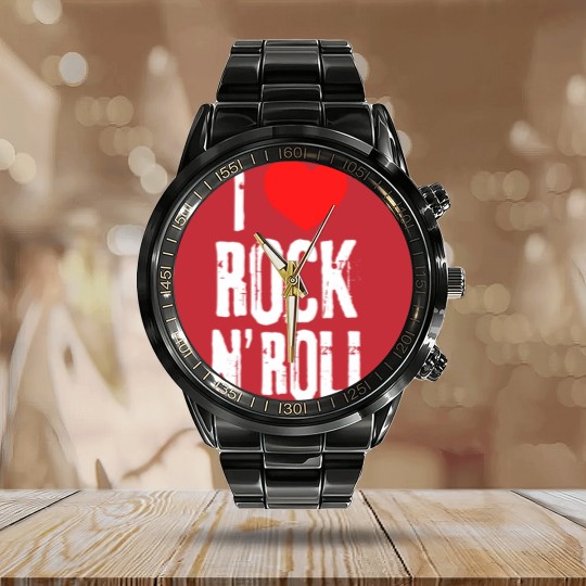 Discover i love rock roll band musician rock concert t Calendar Steel Band Watch