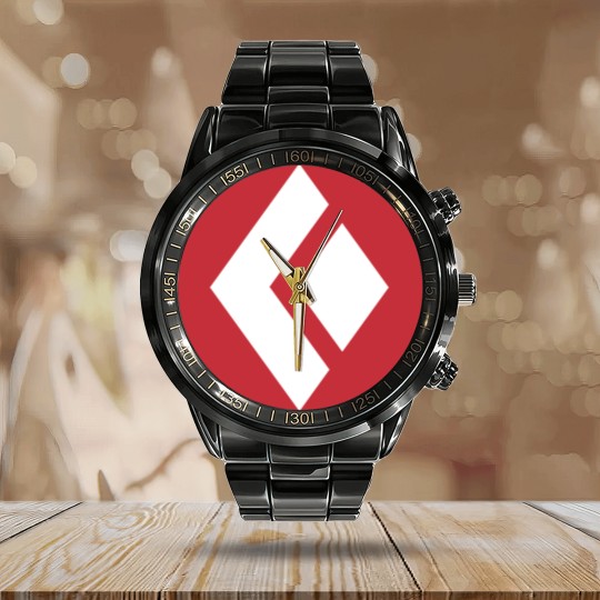 Discover Outdoor Adventure-Black Diamond Logo Calendar Steel Band Watch