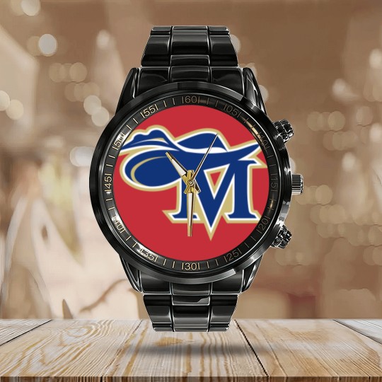 Discover Montreat College Cavaliers Logo Calendar Steel Band Watch