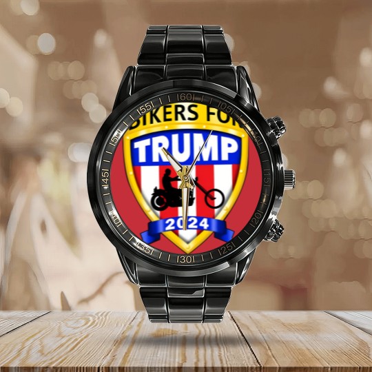 Discover Bikers for Trump 2024 American Calendar Steel Band Watch