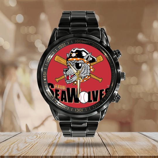 Discover erie seawolves logo Calendar Steel Band Watch