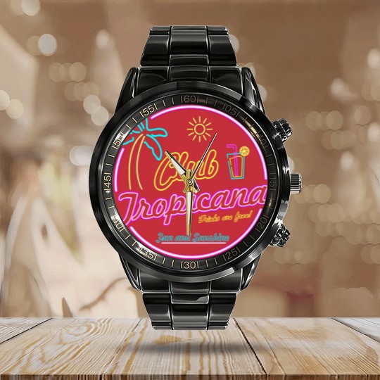 Discover Club Tropicana Calendar Steel Band Watch