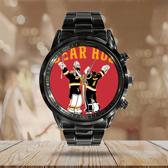 Discover Goalie Bear Hug Calendar Steel Band Watch