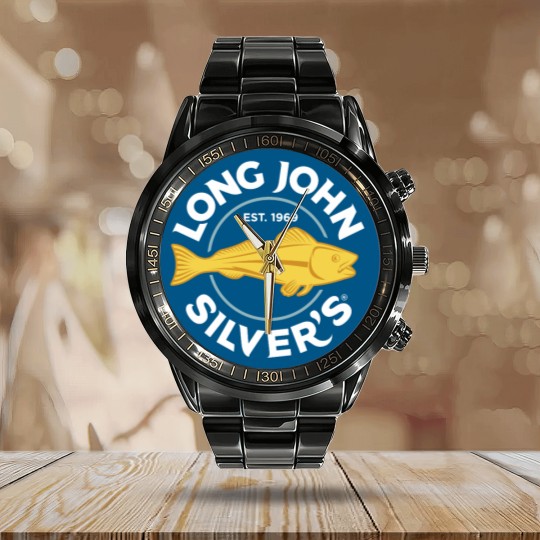 Discover Long John Silvers Restaurant Logo Calendar Steel Band Watch