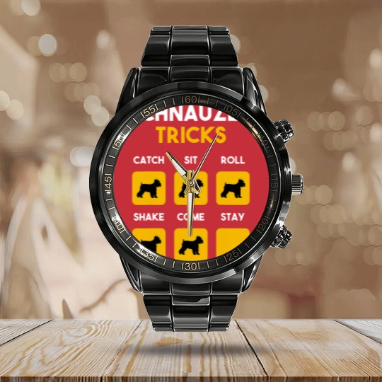 Discover Stubborn Schnauzer Tricks Funny Gift for Shnauzer Calendar Steel Band Watch