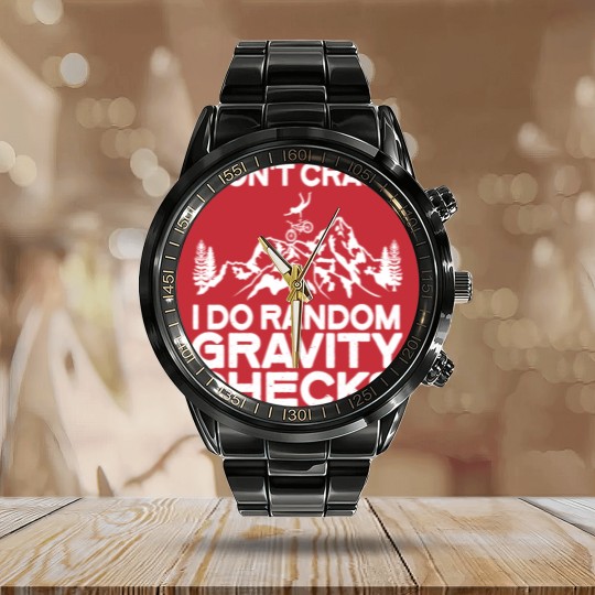 Discover Cycling Cycle MTB I Dont Crash I Do Random Gravity Checks Biking Calendar Steel Band Watch
