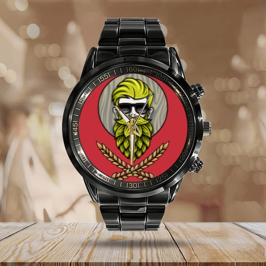 Discover Green Hops Beard - Beer Style - Hops Fashion Calendar Steel Band Watch