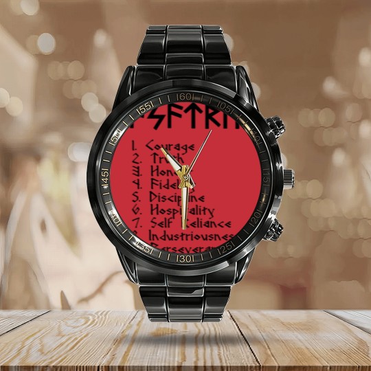 Discover asatru virtues Calendar Steel Band Watch