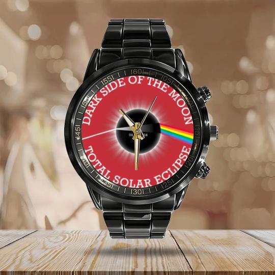 Discover Total Solar Eclipse 04 08 24 Rainbow Totality Dark Side Moon Calendar Steel Band Watch