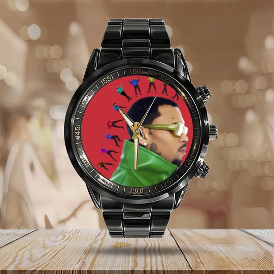 Discover Chris Brown 11:11 Tour 2024 Calendar Steel Band Watch, Chris Brown Fan Calendar Steel Band Watch, Chris Brown 2024 Calendar Steel Band Watch