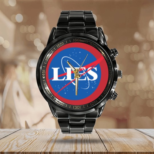 Discover NASA LIES LOGO NASA LIES LOGO NASA LIES LOGO Calendar Steel Band Watch