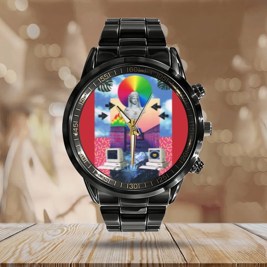 Discover Vaporwave 4 - Vaporwave - Calendar Steel Band Watch