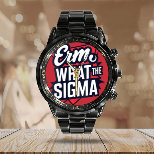 Discover wos erm, what the sigma funny meme Calendar Steel Band Watch