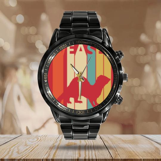 Discover Vintage Weasel Animal Silhouette Calendar Steel Band Watch