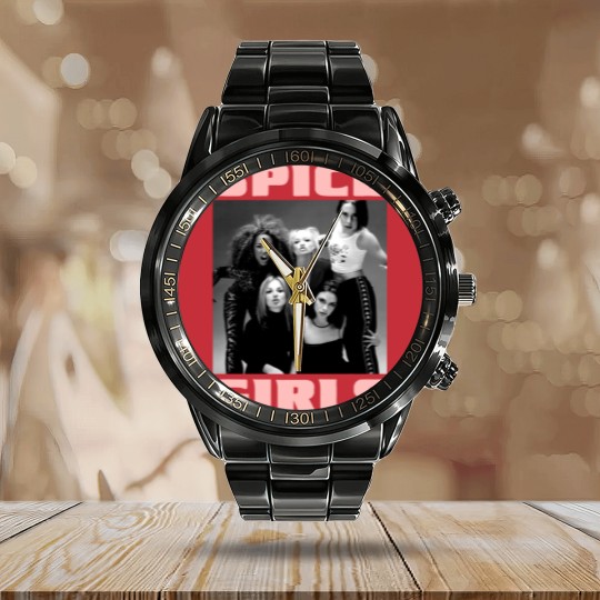 Discover Vintage 90s Spice Girls Graphic Unisex Black Calendar Steel Band Watch