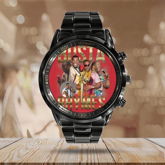 Discover Busta Rhymes Calendar Steel Band Watch Vintage Hip Hop 90s Retro Graphic Calendar Steel Band Watch