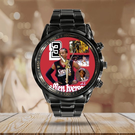 Discover Allen Iverson number 3 pro basketball player Calendar Steel Band Watch