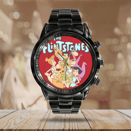 Discover the flintstones group shot family classic vintage logo t Calendar Steel Band Watch