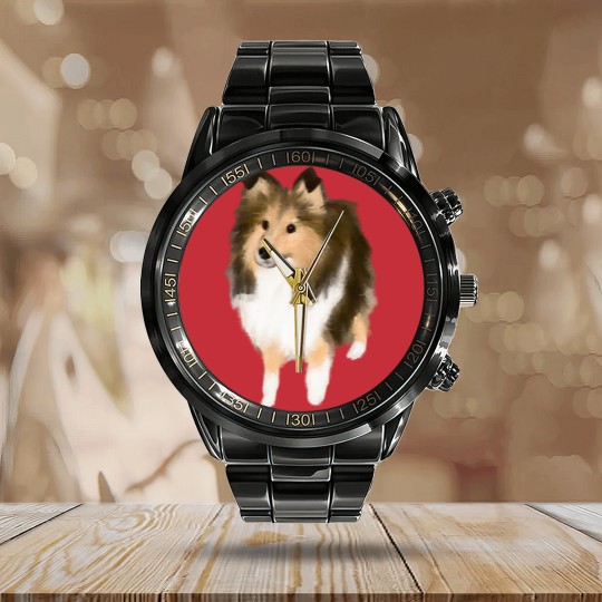 Discover Sheltie Cute Sheltie Drawing Calendar Steel Band Watch