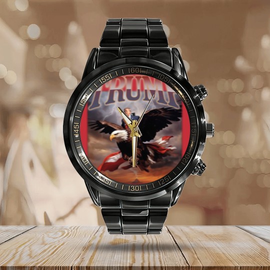 Discover Donald Trump Eagle Calendar Steel Band Watch Top Funny Election Campaign 2024