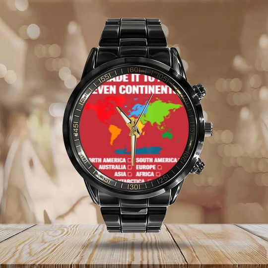 Discover world traveler seven continents 7 continents club white Calendar Steel Band Watch