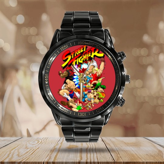 Discover SF Mens Calendar Steel Band Watch, Street Fighter, Arcade Calendar Steel Band Watch, Cool Calendar Steel Band Watch, Gaming Calendar Steel Band Watch