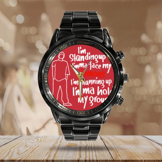Discover I’m not afraid  - Eminem Lyrics Premium Calendar Steel Band Watch