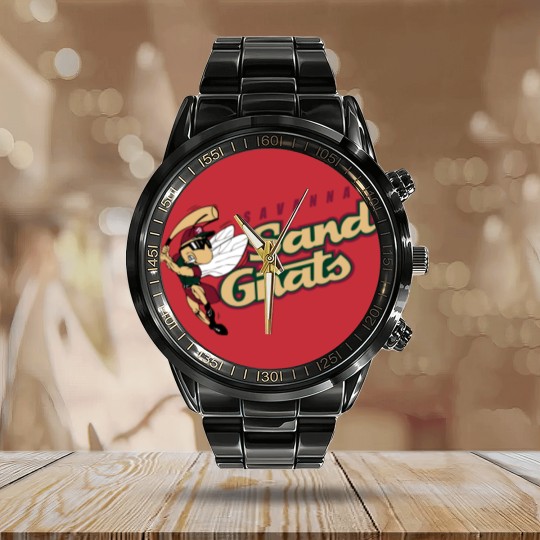 Discover Savannah Sand Gnats vintage defunct baseball team emblem Calendar Steel Band Watch