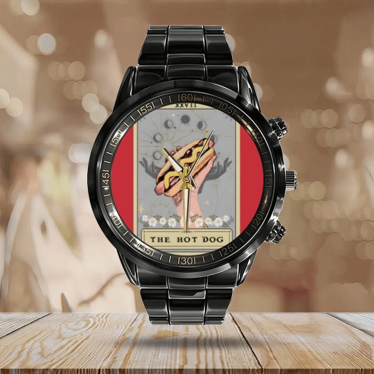 Discover Hot Dog Tarot Card Calendar Steel Band Watch, Hot Dog Calendar Steel Band Watch, Funny Hot Dog Calendar Steel Band Watch Hot Dog Lover Calendar Steel Band Watch Game day Calendar Steel Band Watch Food Calendar Steel Band Watch Hotdog Calendar Steel Band Watch