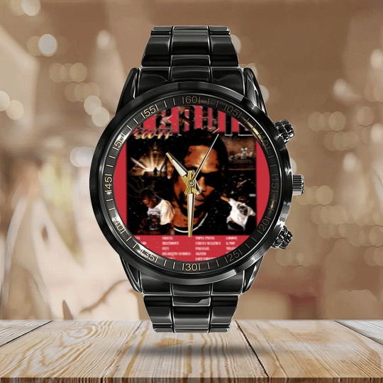 Discover Travis Scot Utopia Tracklist Calendar Steel Band Watch, Vintage Travis Utopia Calendar Steel Band Watch