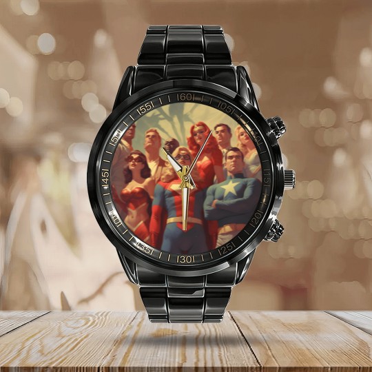 Discover justice society of America Calendar Steel Band Watch
