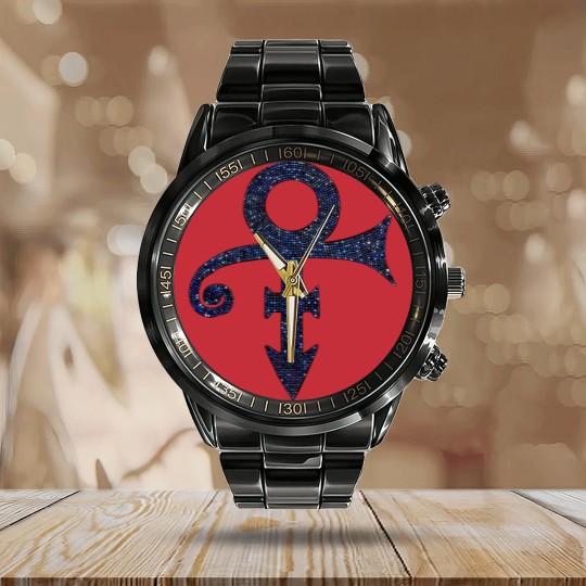Discover Prince Unisex Calendar Steel Band Watch: Purple Symbol (Diamante)