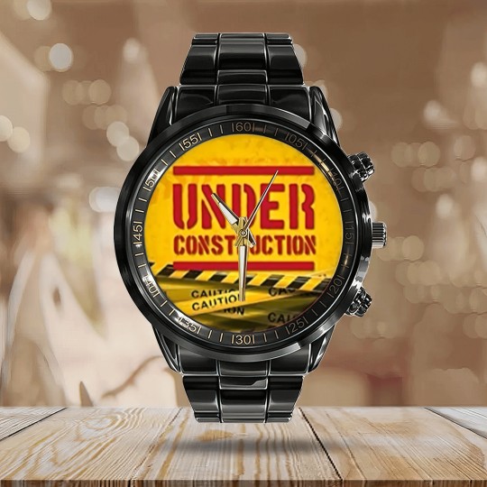 Discover under construction Calendar Steel Band Watch