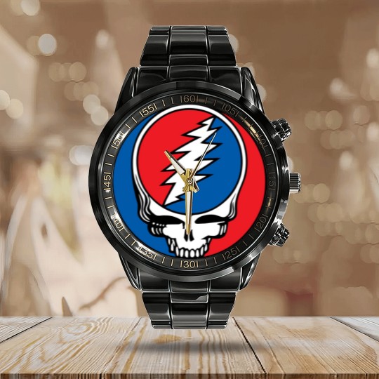 Discover Grateful Steal Your Face Calendar Steel Band Watch