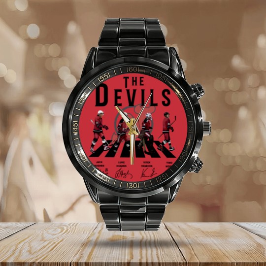 Discover Devils Walking Abbey Road Signatures Ice Hockey Calendar Steel Band Watch, New Jersey Vintage