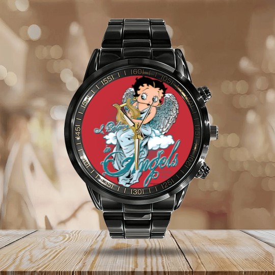 Discover Betty Boop I Believe in Angels Calendar Steel Band Watch