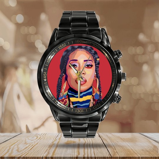 Discover Missy Elliott Calendar Steel Band Watch Unisex Short Sleeve Calendar Steel Band Watch