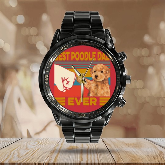 Discover Poodles Vintage Best Poodle Dad Ever dog lover Fathers Day 211 Poodle dog Calendar Steel Band Watch