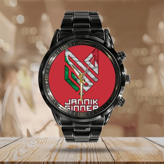 Discover Jannik Sinner - Italy Logo Calendar Steel Band Watch