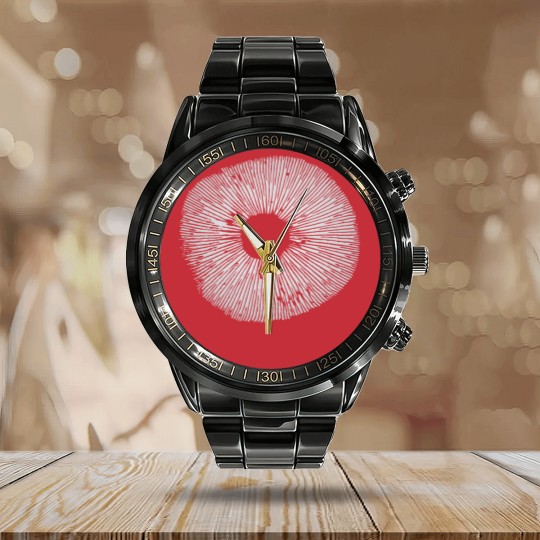 Discover Mycology Mushroom Spore Print Art Calendar Steel Band Watch