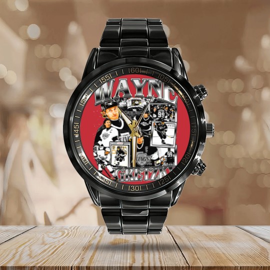 Discover Vintage 90s Graphic Style Wayne Gretzky Calendar Steel Band Watch, Wayne Gretzky Calendar Steel Band Watch