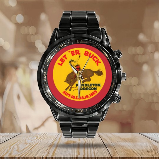 Discover Vintage Rodeo Let Er Buck Pendleton Oregon1925 00463 Calendar Steel Band Watch