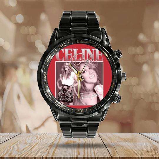 Discover Célines Dions Pop Music Diva Legend 80s Limited Calendar Steel Band Watch